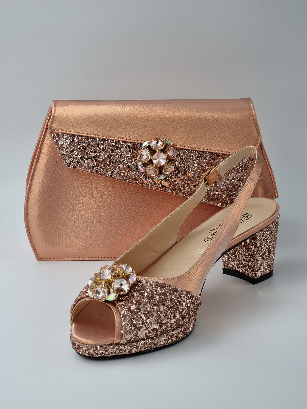 ROSE GOLD GLITTER LOW - Classic Shoes London