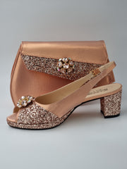 ROSE GOLD GLITTER LOW - Classic Shoes London