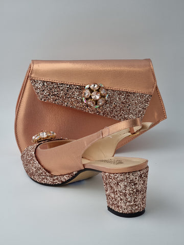 ROSE GOLD GLITTER LOW - Classic Shoes London