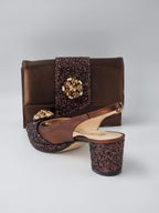 Chocolate Glitter Low Heels - Italian Women's Heels - Classic Shoes London