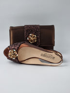 Chocolate Glitter Low Heels - Italian Women's Heels - Classic Shoes London