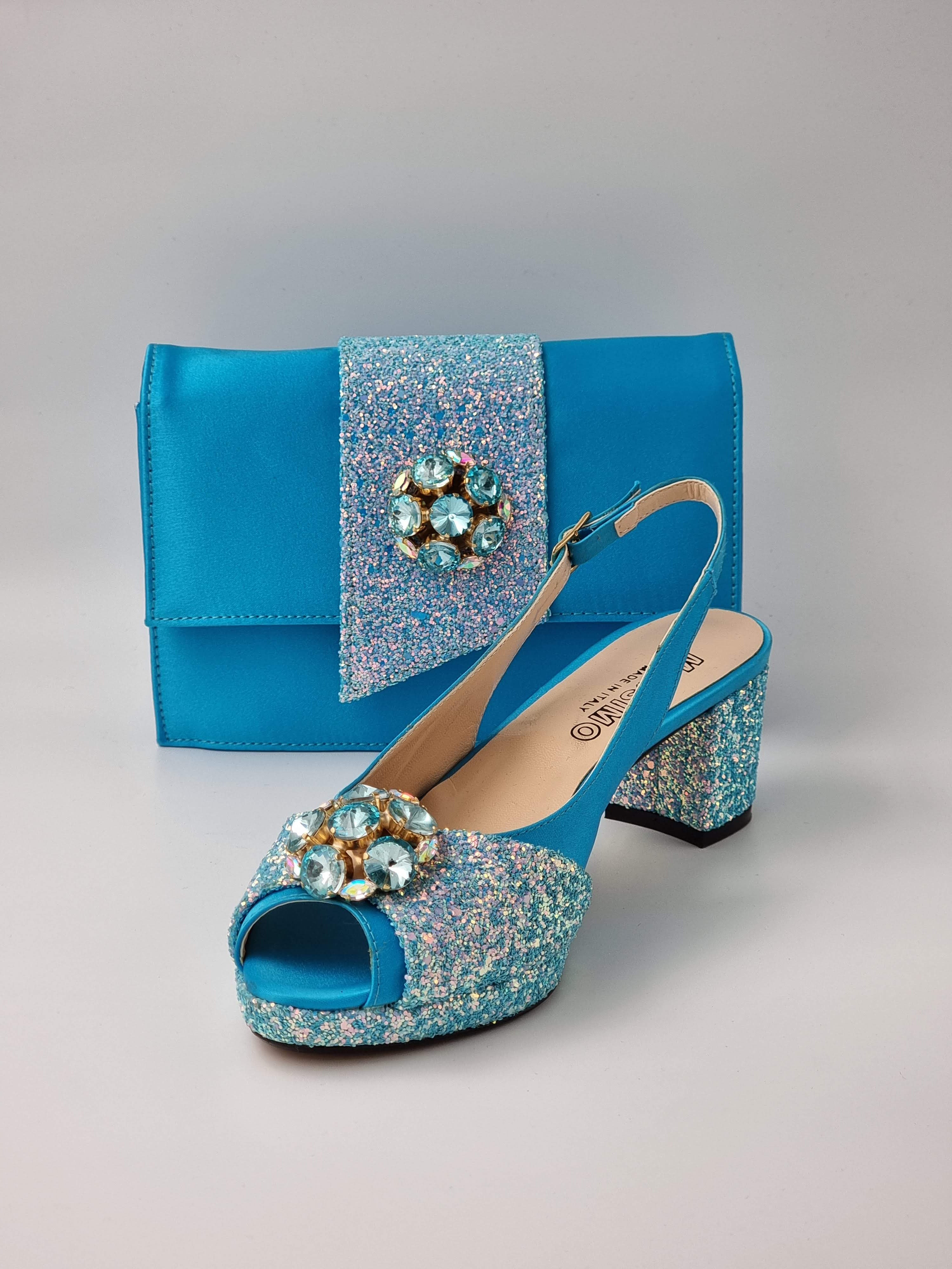 POWDER BLUE GLITTER LOW - Classic Shoes London