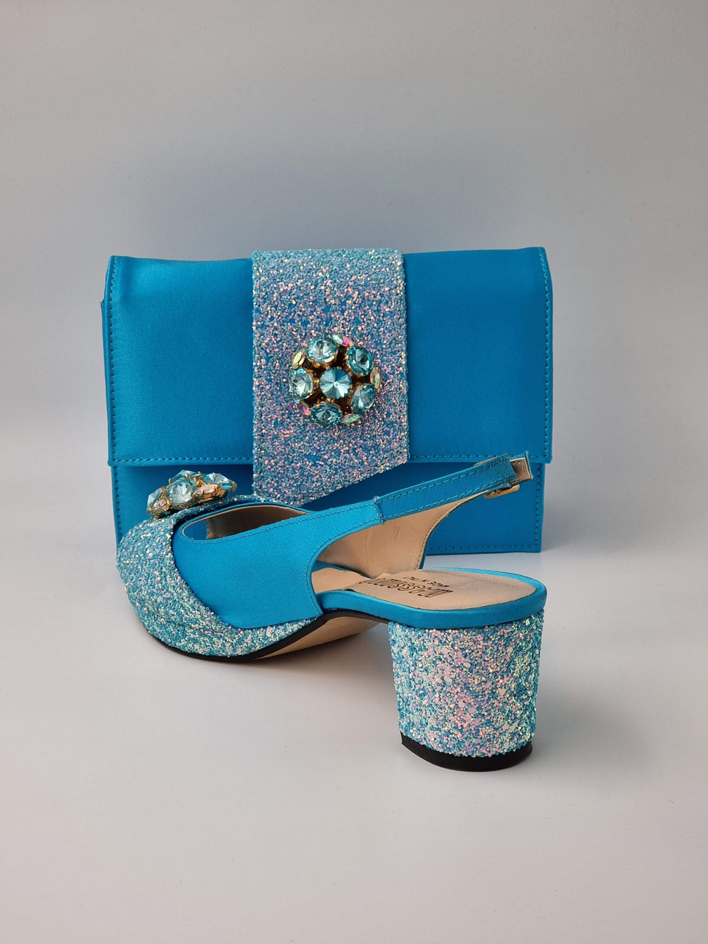 POWDER BLUE GLITTER LOW - Classic Shoes London