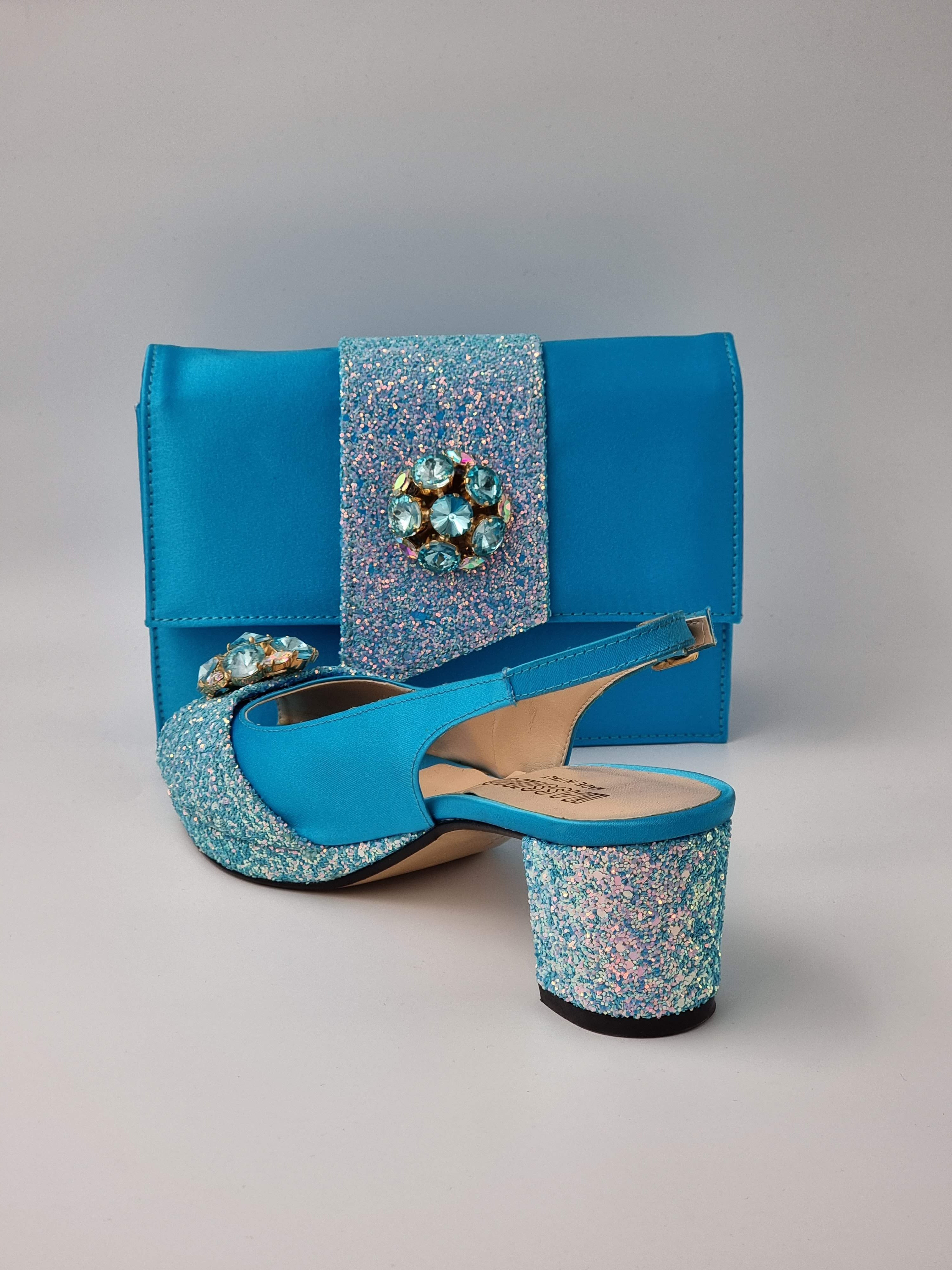 POWDER BLUE GLITTER LOW - Classic Shoes London
