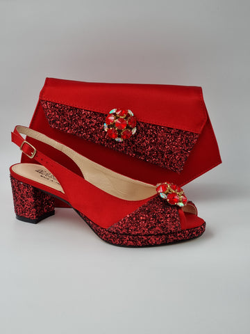 RED GLITTER LOW - Classic Shoes London