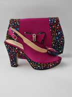 Magenta Paint Splatter High Heels - Italian Women's Heels - Classic Shoes London