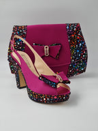 Magenta Paint Splatter High Heels - Italian Women's Heels - Classic Shoes London