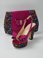 Magenta Paint Splatter High Heels - Italian Women's Heels - Classic Shoes London