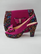 Magenta Paint Splatter High Heels - Italian Women's Heels - Classic Shoes London