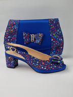 Royal Blue Paint Splatter Low Heels - Italian Women's Heels - Classic Shoes London