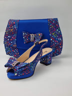 Royal Blue Paint Splatter Low Heels - Italian Women's Heels - Classic Shoes London