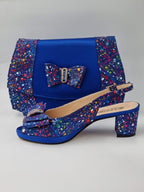 Royal Blue Paint Splatter Low Heels - Italian Women's Heels - Classic Shoes London