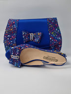 Royal Blue Paint Splatter Low Heels - Italian Women's Heels - Classic Shoes London
