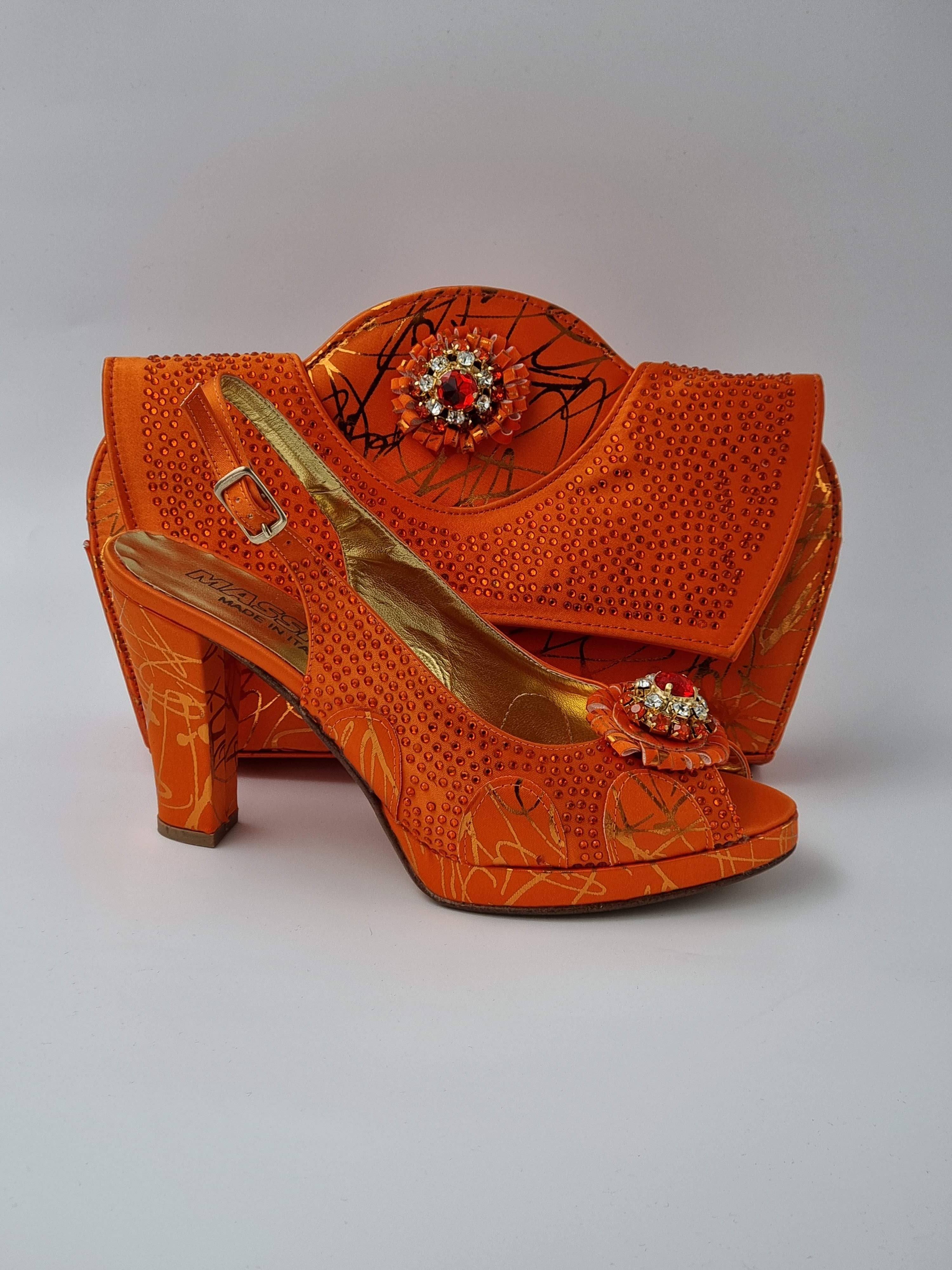 Orange 'Scribbled' Ladies Set - Classic Shoes London