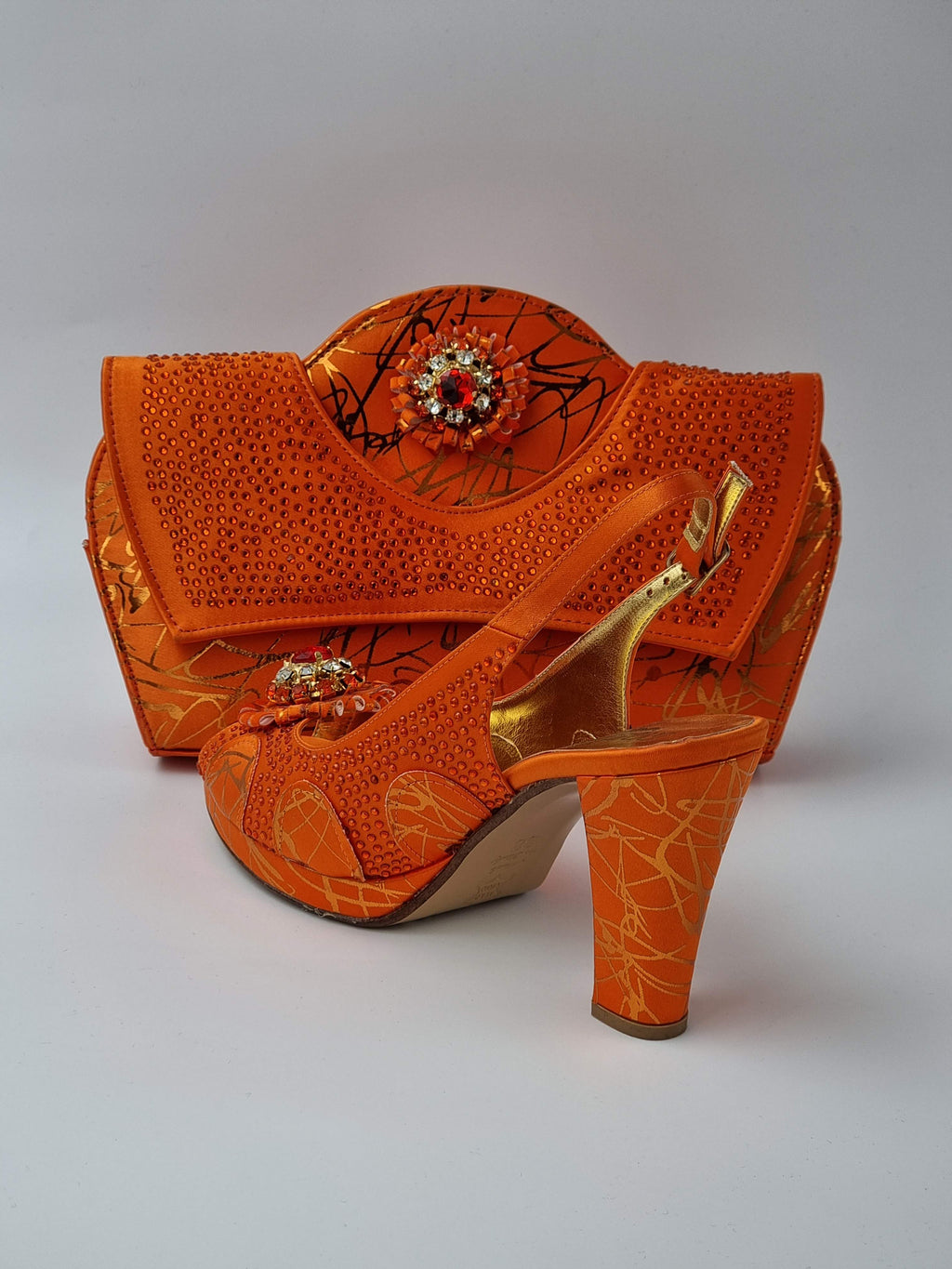 Orange 'Scribbled' Ladies Set - Classic Shoes London