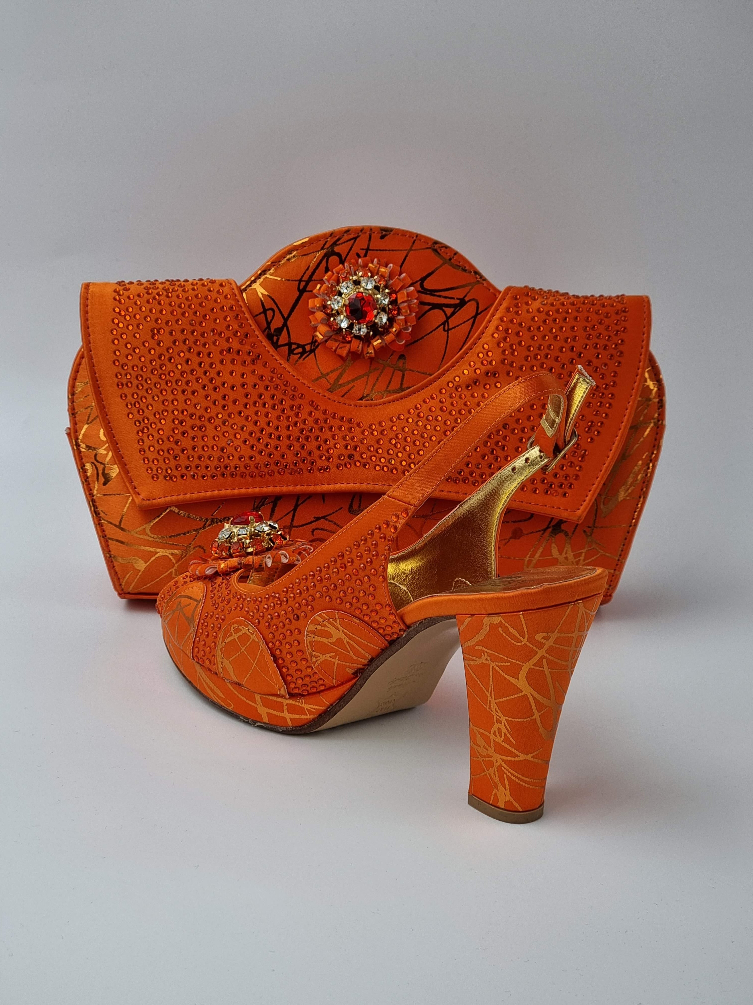 Orange 'Scribbled' Ladies Set - Classic Shoes London