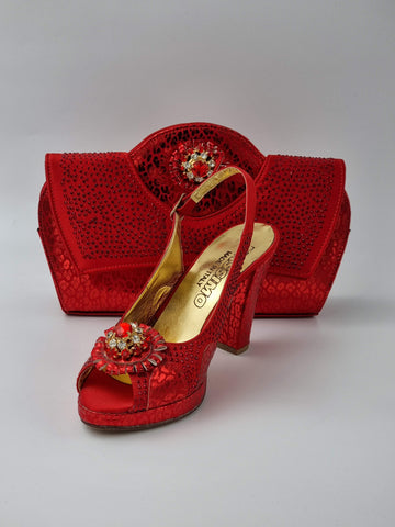 Red Leopard Printed Ladies Set - Classic Shoes London