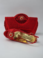 Red Leopard Printed Ladies Set - Italian Shoe and Bag Set - Classic Shoes London