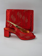 Red Leopard Ladies Set - Italian Shoe and Bag Set - Classic Shoes London
