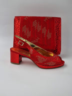 Red Leopard Ladies Set - Italian Shoe and Bag Set - Classic Shoes London