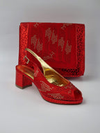 Red Leopard Ladies Set - Italian Shoe and Bag Set - Classic Shoes London