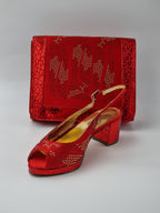 Red Leopard Ladies Set - Italian Shoe and Bag Set - Classic Shoes London