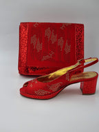 Red Leopard Ladies Set - Italian Shoe and Bag Set - Classic Shoes London