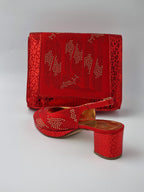 Red Leopard Ladies Set - Italian Shoe and Bag Set - Classic Shoes London