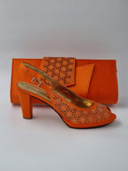 Orange Laser Set - Italian Shoe and Bag Set - Classic Shoes London
