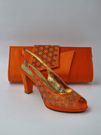 Orange Laser Set - Italian Shoe and Bag Set - Classic Shoes London