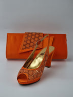 Orange Laser Set - Italian Shoe and Bag Set - Classic Shoes London