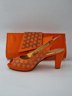 Orange Laser Set - Italian Shoe and Bag Set - Classic Shoes London