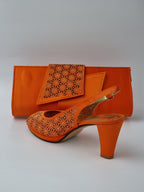 Orange Laser Set - Italian Shoe and Bag Set - Classic Shoes London