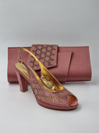 Onion Pink Laser Set - Italian Shoe and Bag Set - Classic Shoes London