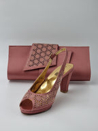 Onion Pink Laser Set - Italian Shoe and Bag Set - Classic Shoes London