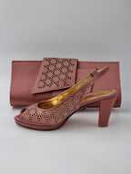 Onion Pink Laser Set - Italian Shoe and Bag Set - Classic Shoes London
