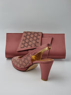 Onion Pink Laser Set - Italian Shoe and Bag Set - Classic Shoes London