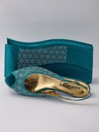 Teal Laser Set - Italian Shoe and Bag Set - Classic Shoes London