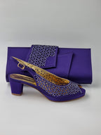 Purple Laser Set - Italian Shoe and Bag Set - Classic Shoes London