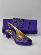 Purple Laser Set - Italian Shoe and Bag Set - Classic Shoes London