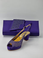 Purple Laser Set - Italian Shoe and Bag Set - Classic Shoes London
