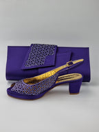 Purple Laser Set - Italian Shoe and Bag Set - Classic Shoes London