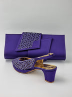 Purple Laser Set - Italian Shoe and Bag Set - Classic Shoes London