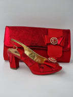 Red Semi-Scaled Set - Italian Shoe and Bag Set - Classic Shoes London