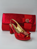 Red Semi-Scaled Set - Italian Shoe and Bag Set - Classic Shoes London
