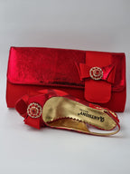 Red Semi-Scaled Set - Italian Shoe and Bag Set - Classic Shoes London