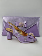 Lilac Semi-Scaled Set - Italian Shoe and Bag Set - Classic Shoes London