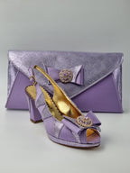 Lilac Semi-Scaled Set - Italian Shoe and Bag Set - Classic Shoes London