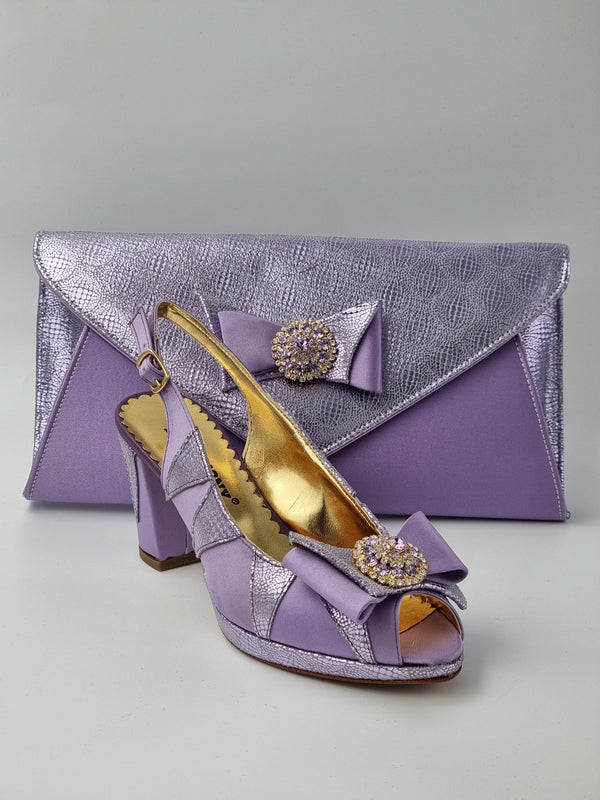 Lilac Semi-Scaled Set - Italian Shoe and Bag Set - Classic Shoes London