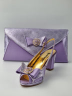 Lilac Semi-Scaled Set - Italian Shoe and Bag Set - Classic Shoes London